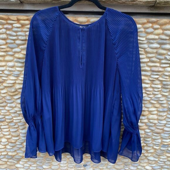 Ella Moss Cobalt Blue Nadja Blouse w/Bell Sleeves. Size Large. NWT. - Picture 1 of 7